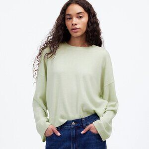 Madewell Cashmere Boxy Sweater in Pale Green Size Medium